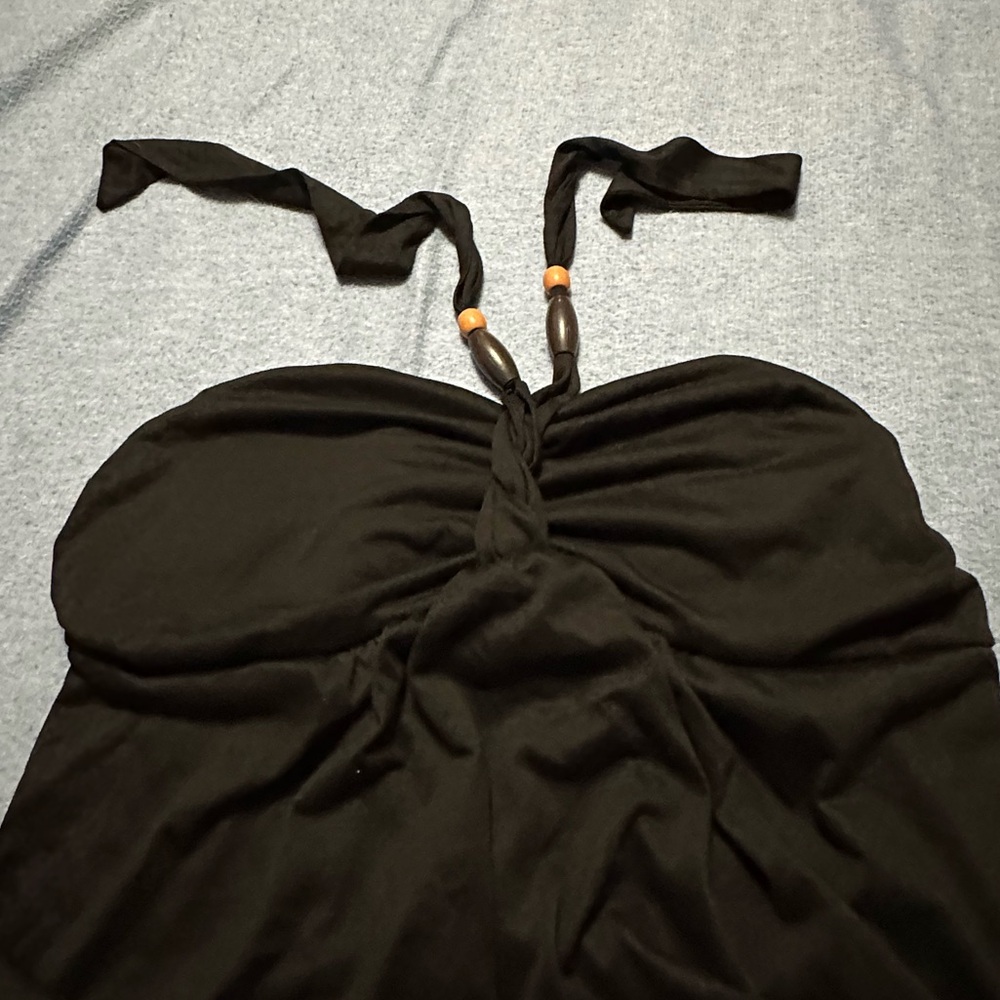 Beaded black halter top